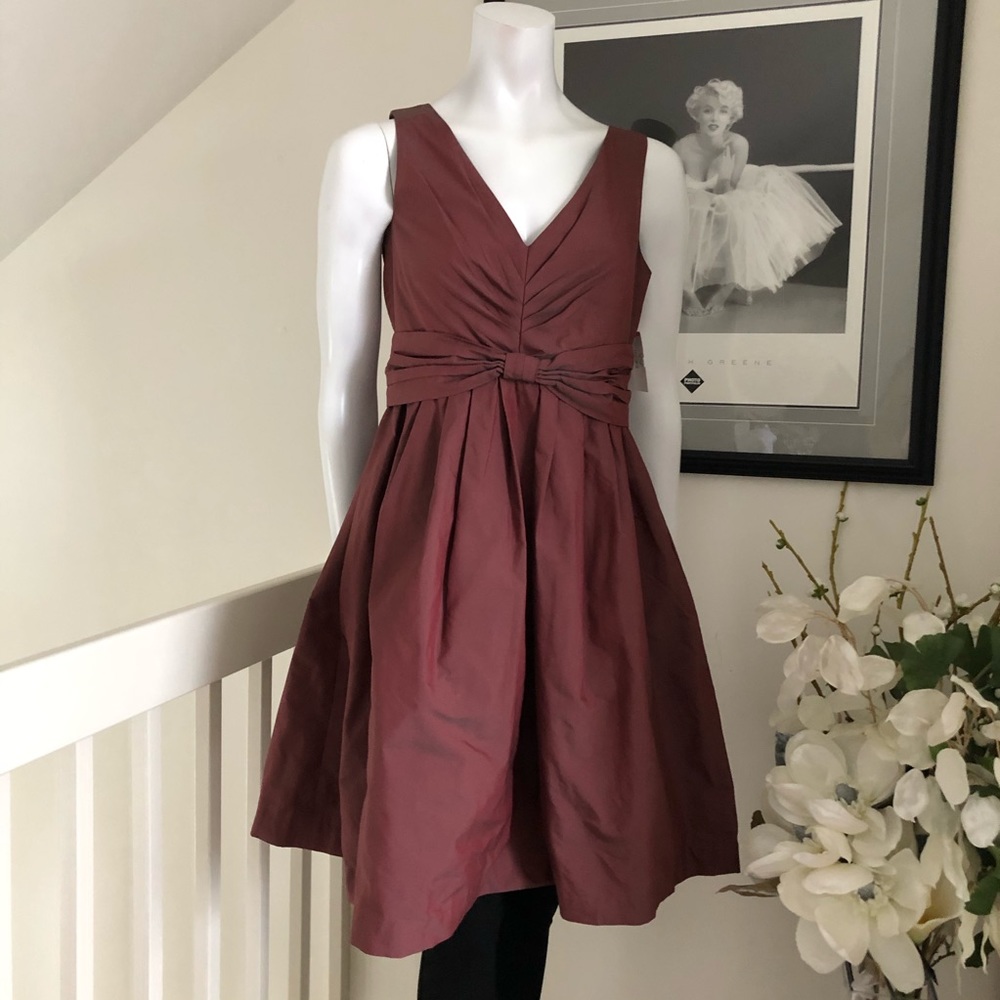Banana Republic Burgundy Sleeveless V-Neck Midi Dress Mad Men